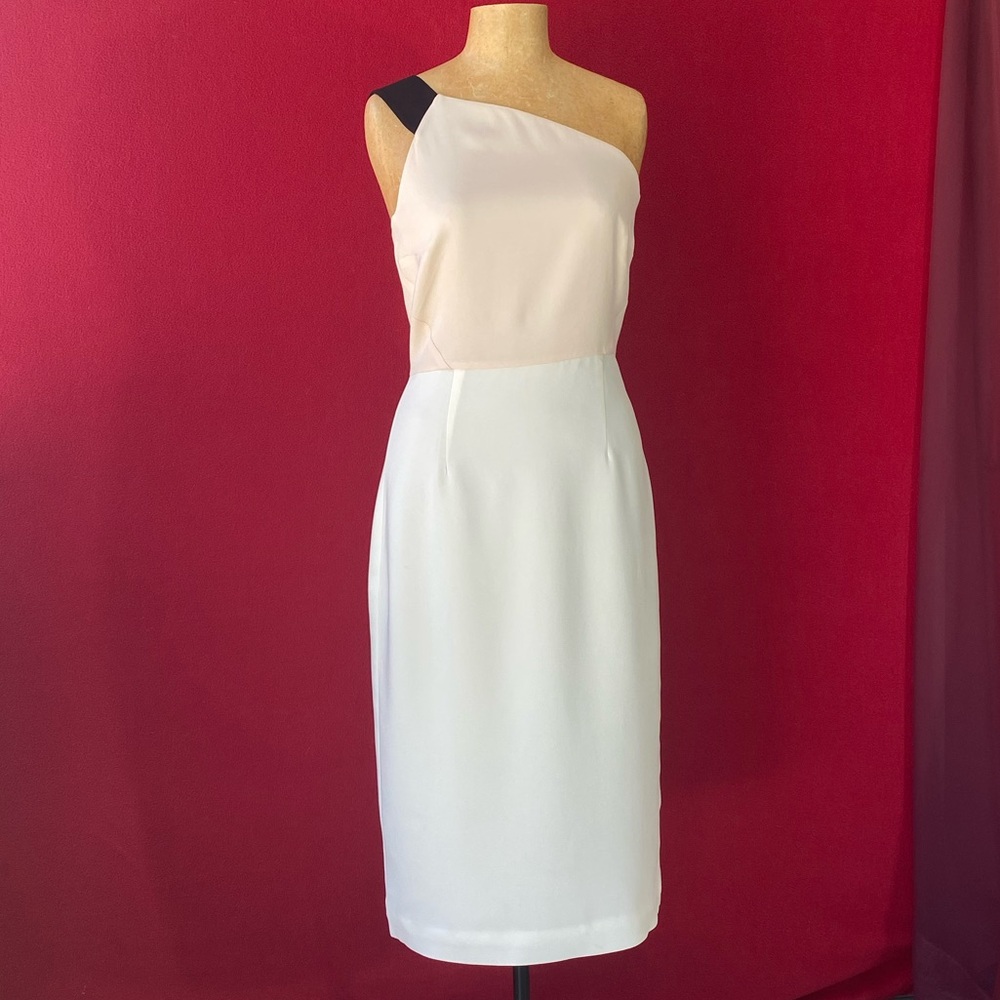 REISS Elegant One-Shoulder White Dress. Size 8